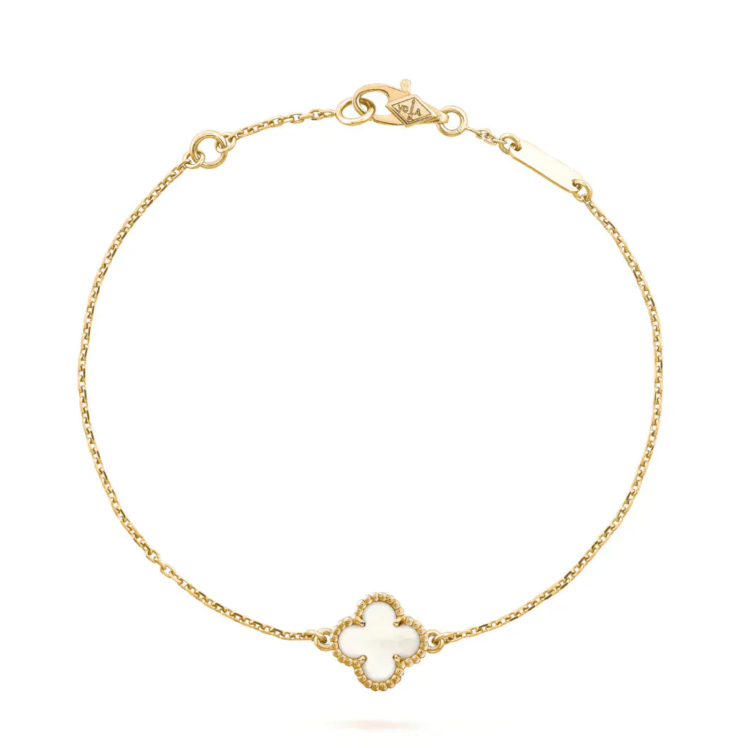 GlowCLOVER WHITE MOP SINGLE FLOWER BRACELET