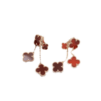 GlowCLOVER EARRINGS CARNELIAN 4 MOTIFS PINK GOLD
