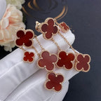 GlowCLOVER EARRINGS CARNELIAN 4 MOTIFS PINK GOLD