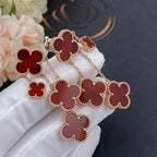 GlowCLOVER EARRINGS CARNELIAN 4 MOTIFS PINK GOLD