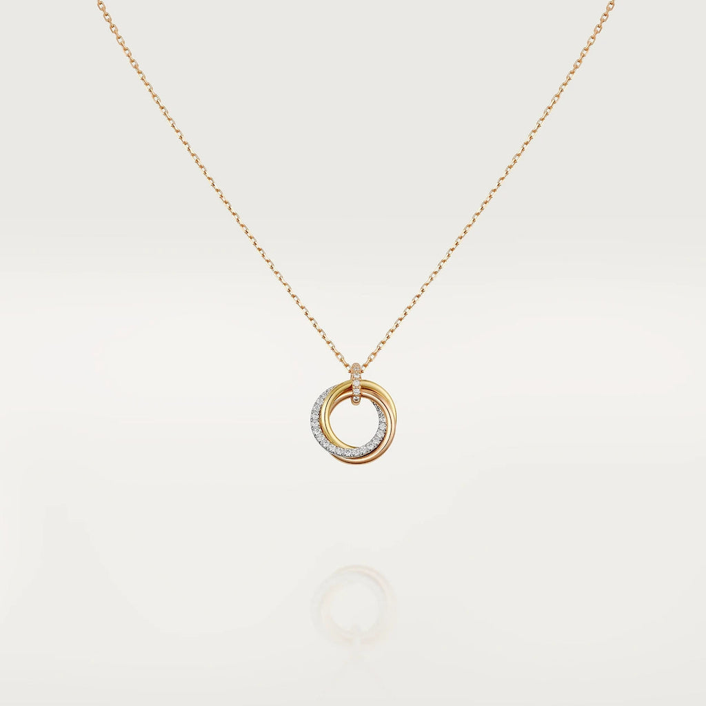 GlowTRINITY NECKLACE SILVER GOLD PINK GOLD DIAMONDS