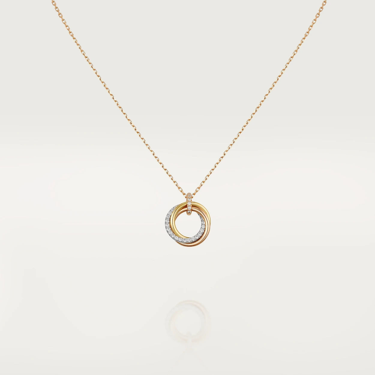 GlowTRINITY NECKLACE SILVER GOLD PINK GOLD DIAMONDS
