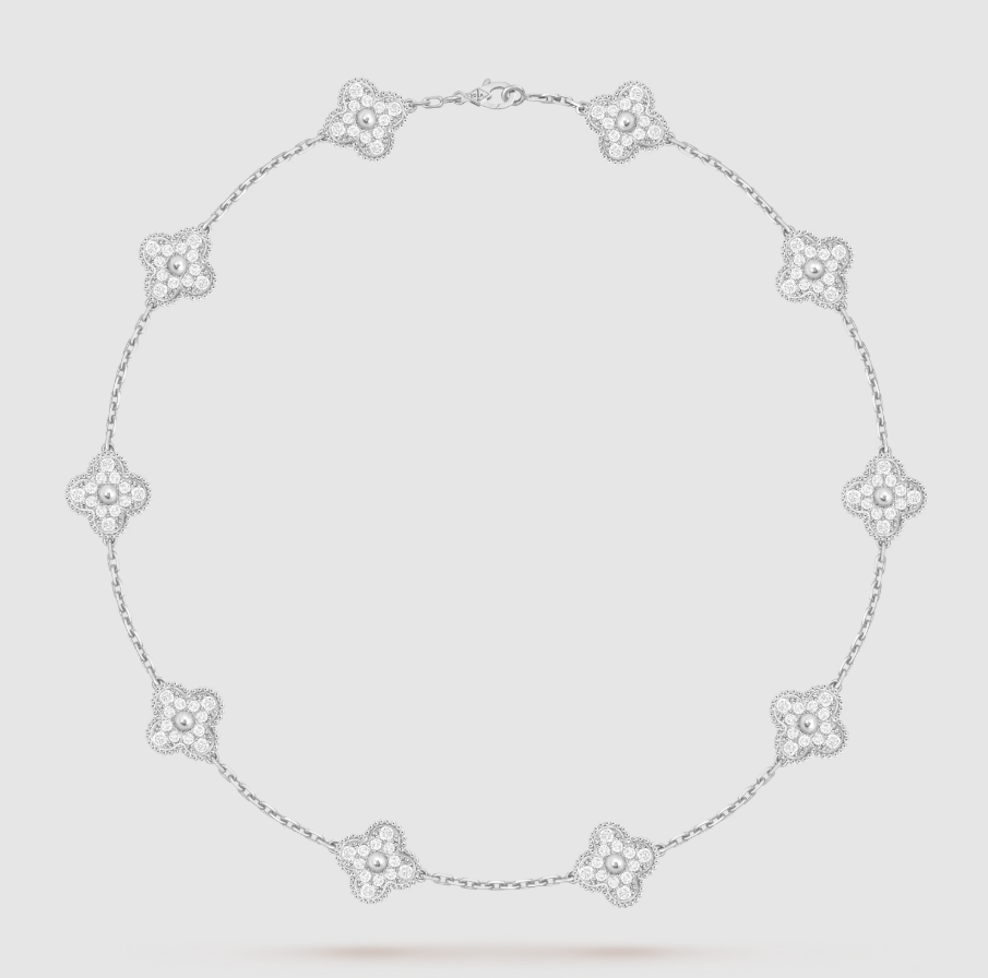 [Glow]CLOVER 10 MOTIFS FULL DIAMOND NECKLACE