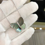 GlowLARGE BUTTERFLY SILVER PENDANT DIAMOND NECKLACE