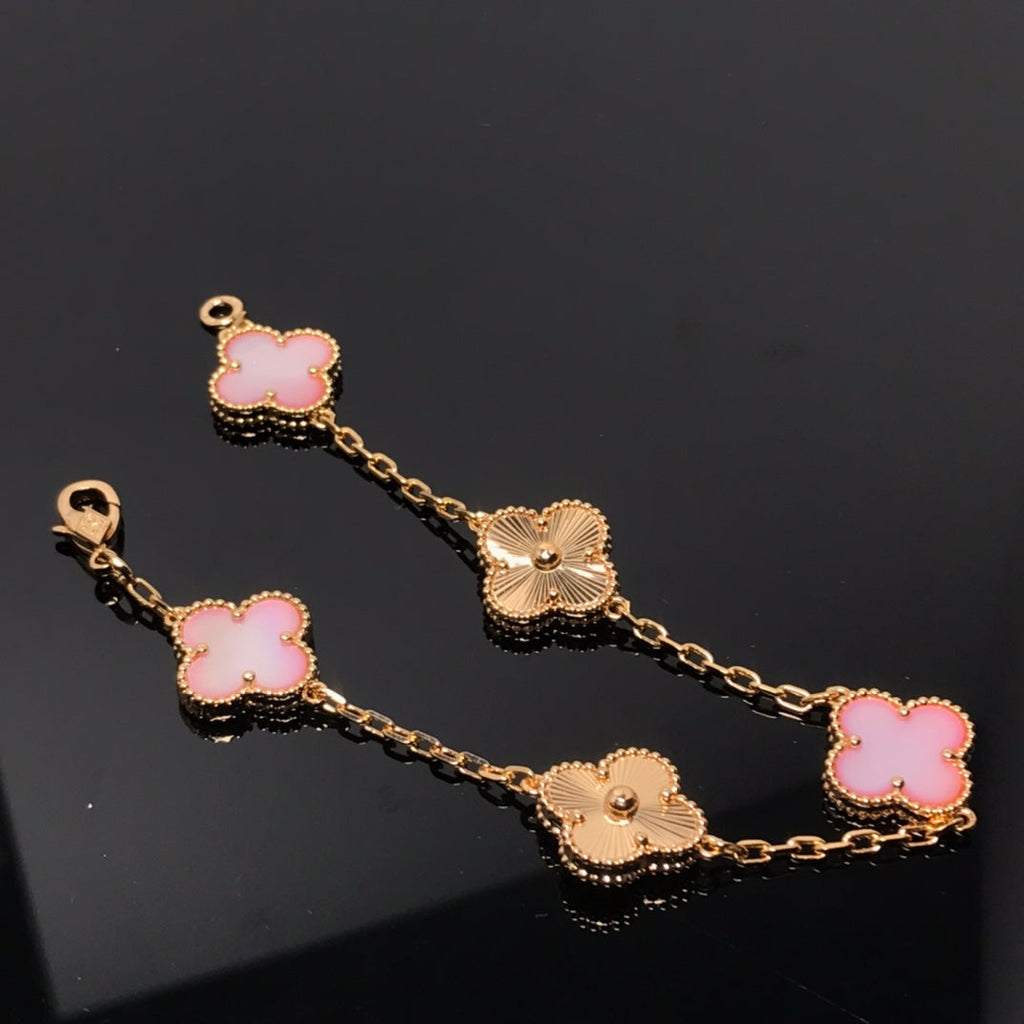 GlowCLOVER BRACELET 5 MOTIF PINK AND PINK GOLD