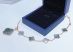 GlowCOMBINED BRACELET 5 MOTIFS AND NECKLACE DARK MOP ROSE GOLD