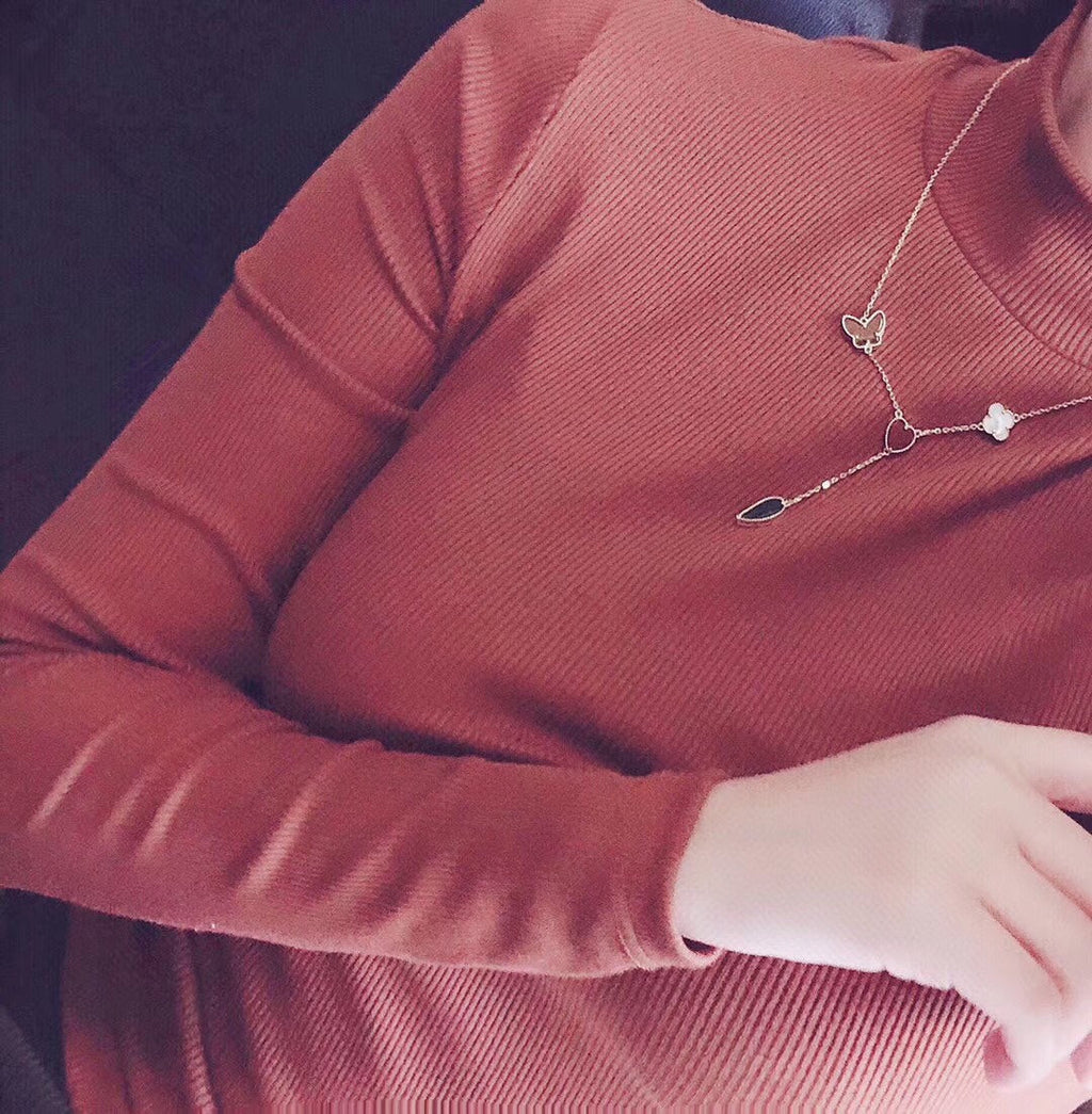 GlowLUCKY SPRING 4 MOTIFS ROSE GOLD NECKLACE