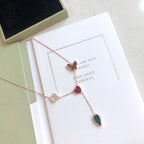 GlowLUCKY SPRING 4 MOTIFS ROSE GOLD NECKLACE
