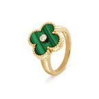 GlowCLOVER MALACHITE RING GOLD DIAMOND