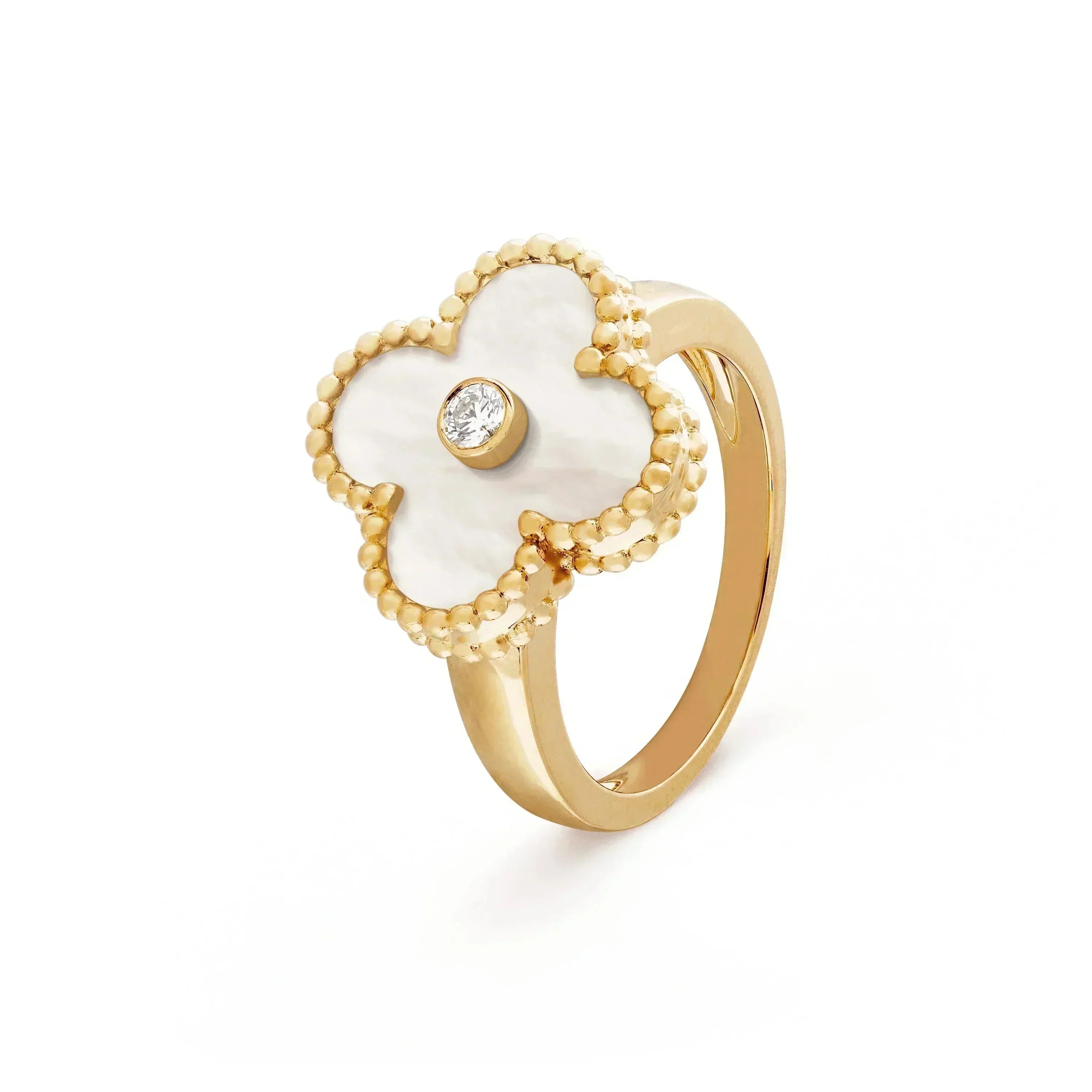 GlowCLOVER PINK MOP RING GOLD DIAMOND